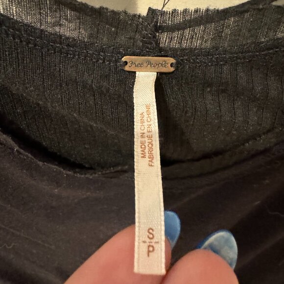 Free People Black T-Shirt With Tank Top Insert - Picture 3 of 4